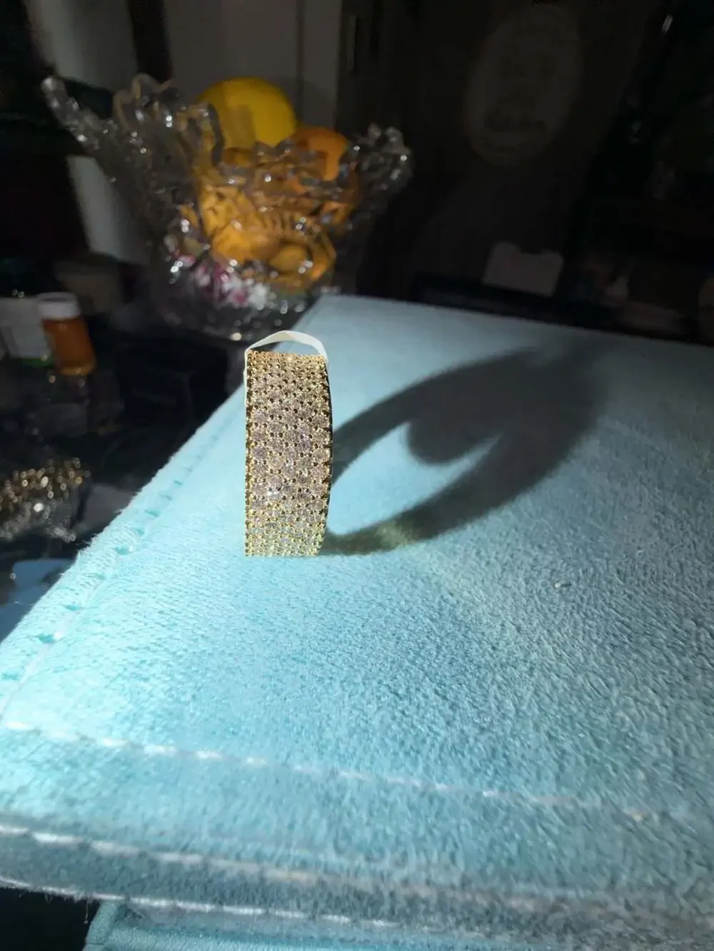 Men's Yellow Gold Plated Hip Hop Iced Honeycomb Eternity Band Ring Size 11